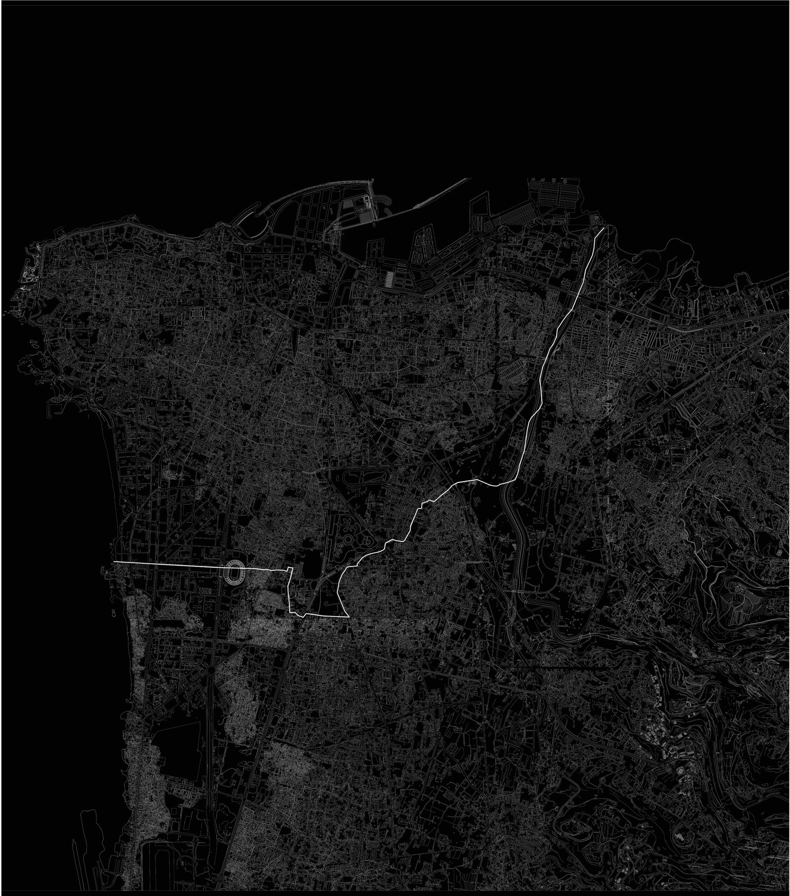 Whole Map Beirut Black and White